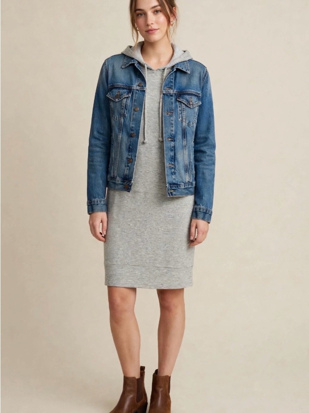 Women’s Light Gray Hoodie Sweatshirt Dress Size M